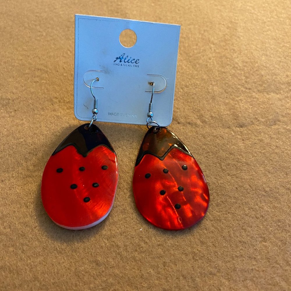 Abalone Lady Bug earrings